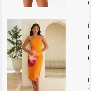 Peppermayo Orange and Pink Midi Dress
